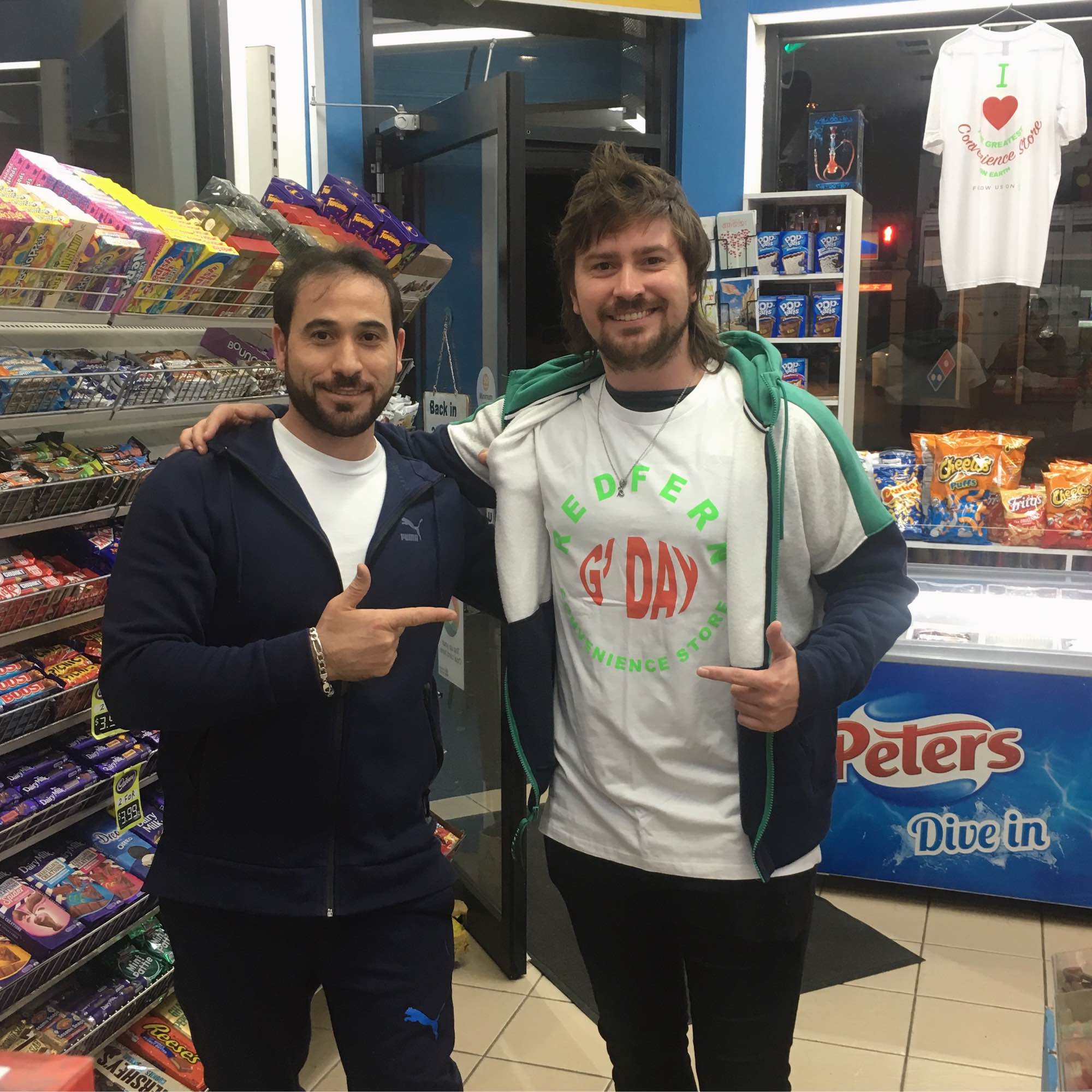 Image: Sedda's 'Customer of the Day' wearing his shop's merch