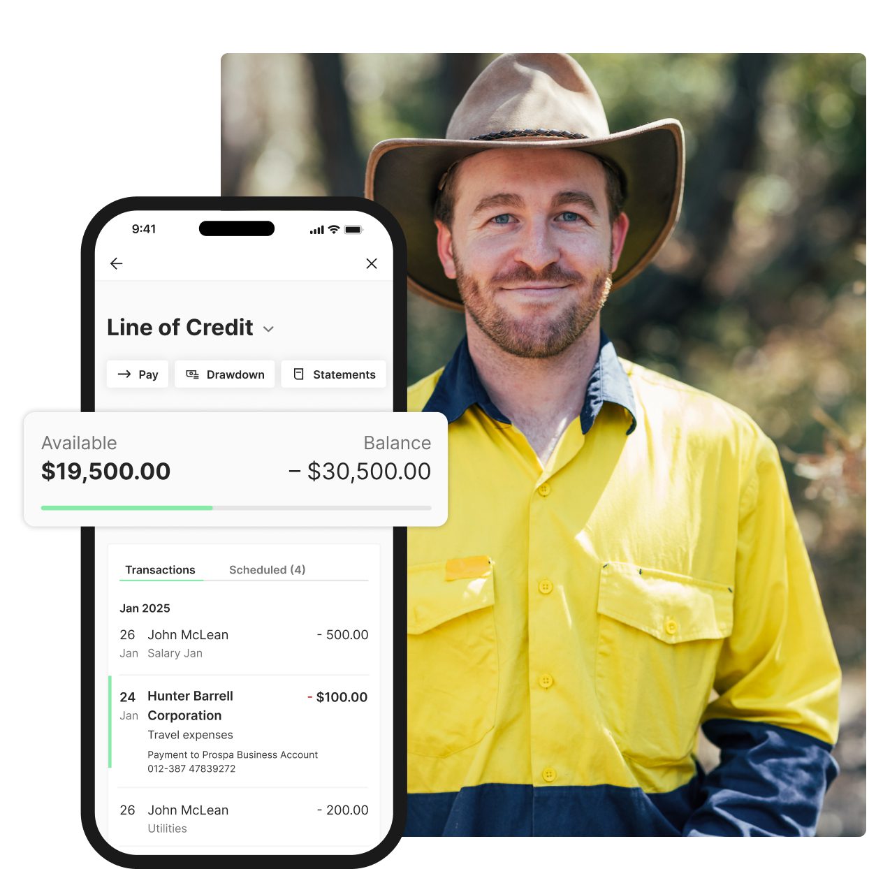 Western Australia tradie with a WA business loan account shown on mobile phone