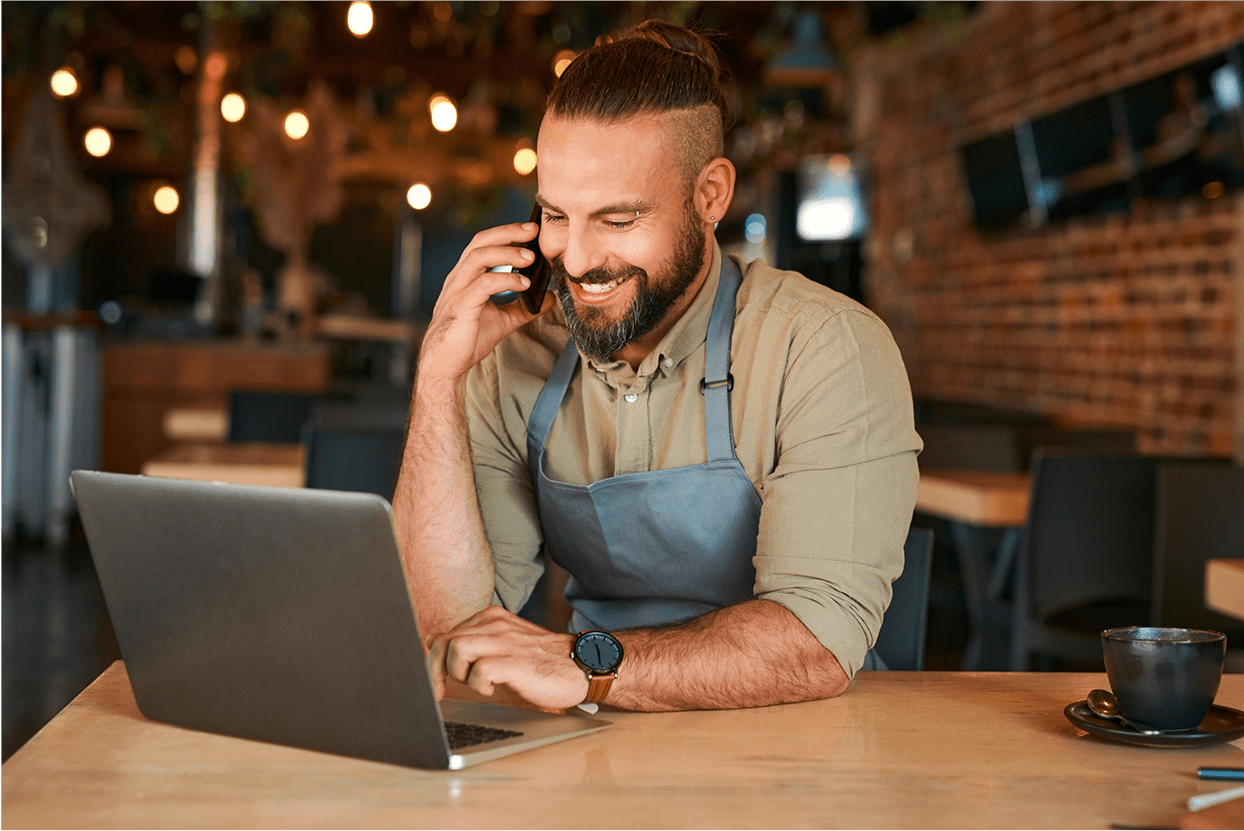 Business owner logging into Prospa app to pay bills