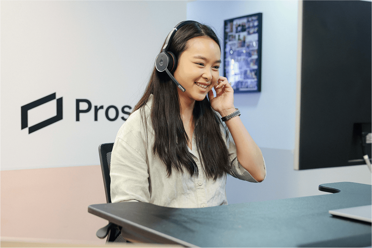 Prospa sales representative taking a customer call