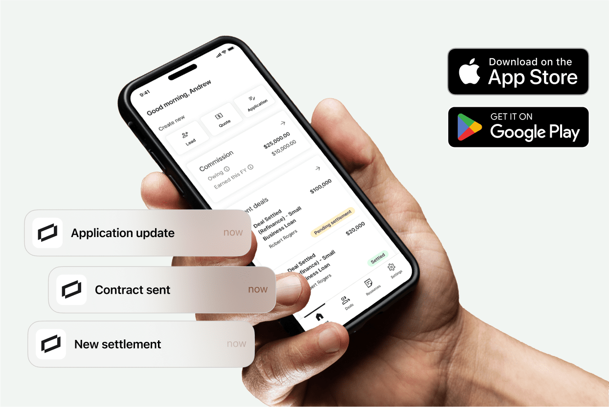 Business owner holding phone with Prospa app