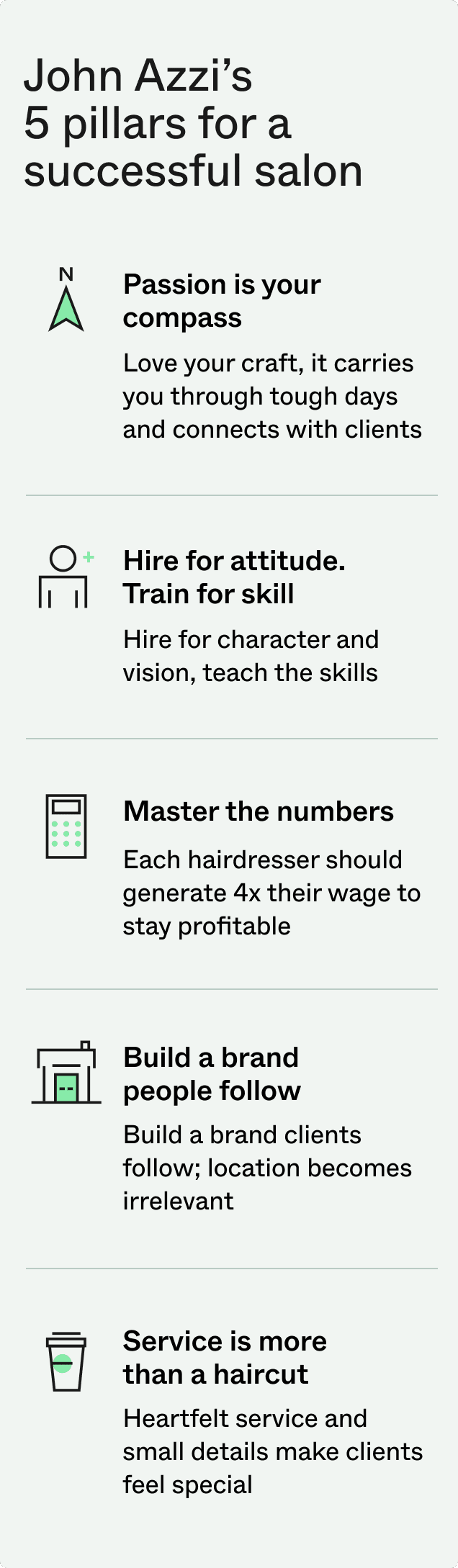 John Azzi's 5 pillars for a successful salon