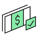 Cash illustration wit check mark