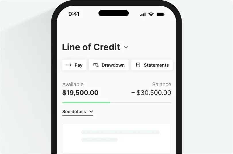 Line of Credit screen on iPhone